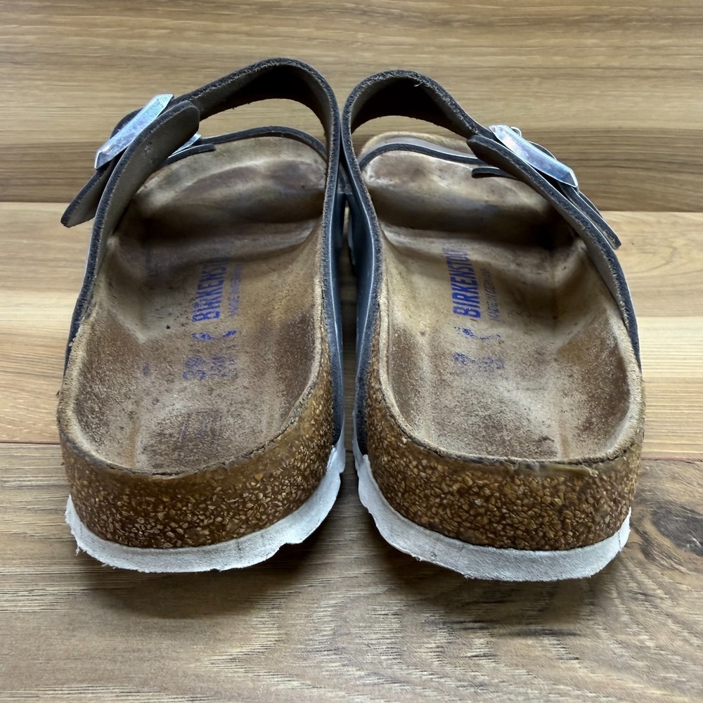 Birkenstock Arizona Soft Footbed Sandals Womens 8 N EU 39 Silver Leather Travel - Picture 7 of 10